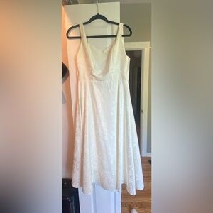Vintage Midi Jacquard Ivory Dress (Wedding, Little White Dress)